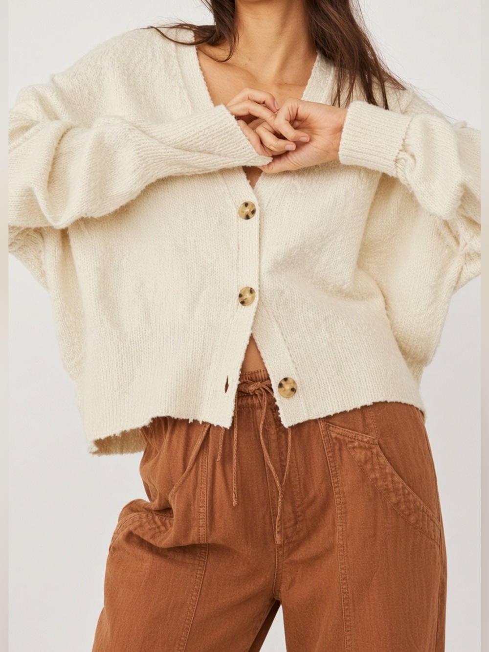 Free People Found My Friend Cream Cardigan Sweater XS